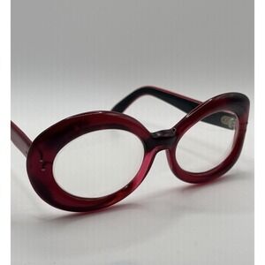 VTG Oversized Cat Eye Eyeglasses Vibrant Translucent Red Acetate MCM Made France